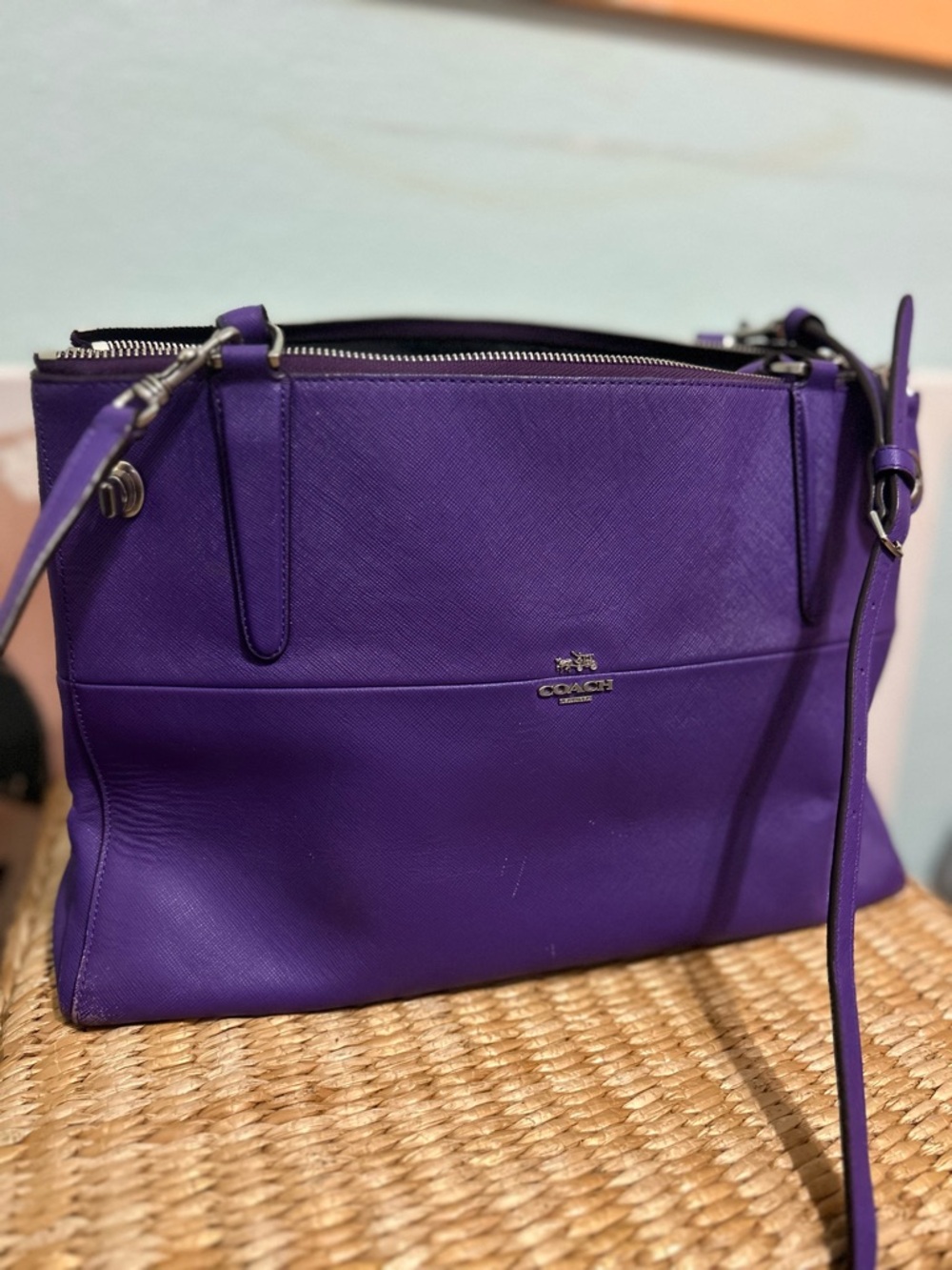 Coach Purple Leather Shoulder Crossbody Bag